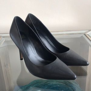 Black leather heels